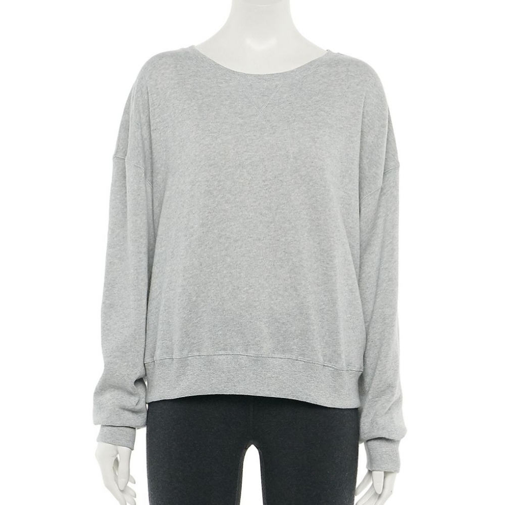 SO Drop Shoulder Crewneck Cropped Fit Gray Sweatshirt NWT